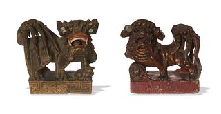 Two Stone Carved Lions, 19th Century