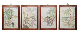 Set of 4 Chinese Famille Rose Plaques