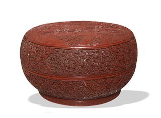 Chinese Cinnabar Round Box, 18-19th Century
