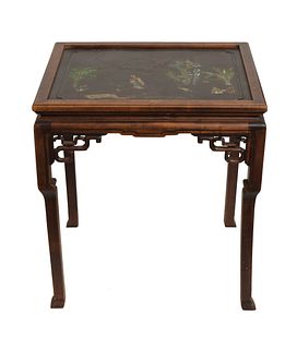 Chinese Wood with Lacquer Inlaid Table, 19th Century