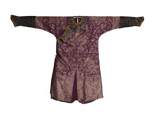 Chinese Purple Ground Dragon Robe, 19th Century