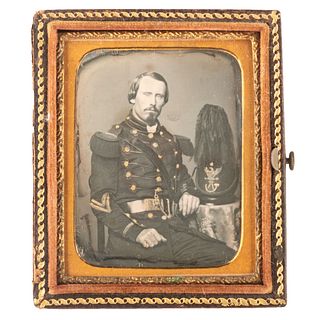 Ninth Plate Daguerreotype Portrait of Militia Corporal with Black Plumed Shako