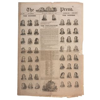 Declaration of Independence, Front Page Printing in Philadelphia Press, July 1876