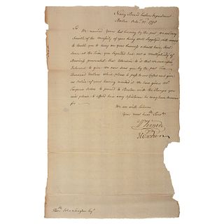 James Warren LS to John Langdon Regarding Naval Affairs, October 1778