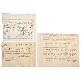Documents Signed by Revolutionary War and Political Leaders, Incl. Oliver Wolcott and Samuel Wyllys