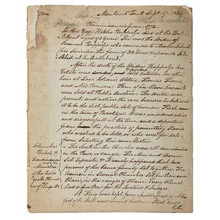 Handwritten Reminiscence of Revolutionary-Era Brooklyn and New York, Ca 1845