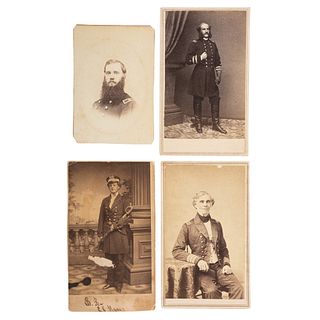 Four CDVs of Identified Navy Officers, Incl. Commodore Joseph B. Hull Signed View and S. Ledyard Phelps