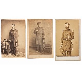 Three CDVs of Identified Navy Officers, Incl. Philip Johnson, Jr., USS Tennessee and Constitution
