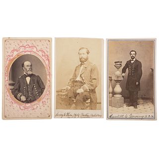 Three CDVs of Identified Navy Officers, Incl. Charles Boggs, USS Varuna, and Henry Wade and Burdett Gowing, USS Kennebec