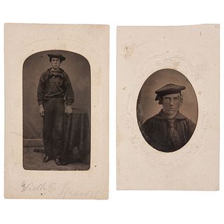 Two CDV Size Mounted Tintypes of Enlisted Sailors, One Identified
