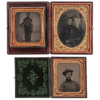 Three Cased Tintype Portraits of Artillerymen