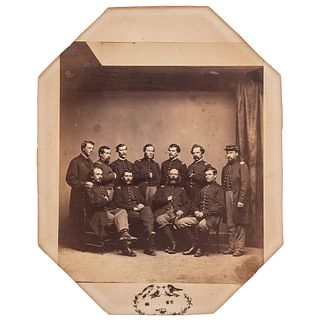 Maine 2nd Cavalry, Albumen Photograph of a Group of Officers