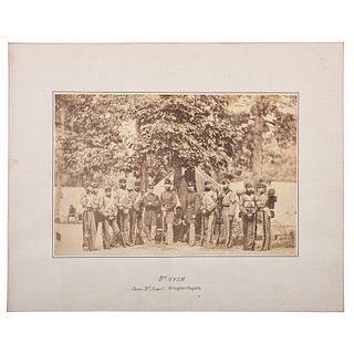 Large Format Albumen Photograph of the 8th New York State Militia at Camp McDowell, Featuring Contraband
