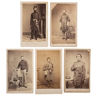 Five Civil War CDVs, Incl. Identified New York Officers