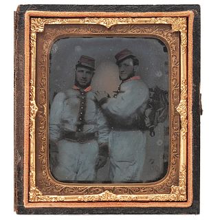 Sixth Plate Ambrotype of Possible Louisiana Rebels with Backpacks