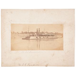USS Louisville, Albumen Photograph of Brown Water Navy Gunboat