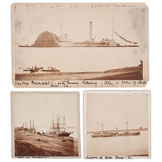 Three Companion Albumens of Gunboats at Baton Rouge, USS Conemaugh, Switzerland, and Choctaw