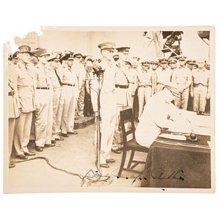 WWII Japanese Surrender Signing Aboard USS Missouri, Photographs and Descriptive Letter about the Ceremony, Incl. Douglas MacArthur Signed View