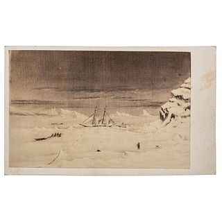 CDV of Oil Painting Port Foulke by Isaac Israel Hayes on Arctic Expedition, Inscribed by Hayes to William Parker Foulke