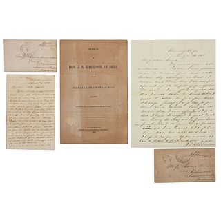 Congressman John Scott Harrison, Two ALsS and 1854 Speech in Support of the Kansas and Nebraska Bill