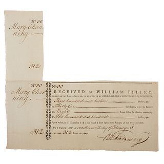 William Ellery, Signer of the Declaration of Independence, Manuscript Receipt