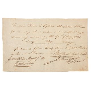 William Clark Autograph Receipt Signed Regarding Chickasaw Indians, 1794