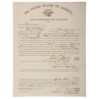 Indian Scout Spotted Wolf, Signed US Oath of Enlistment and Allegiance, Fort Keogh, 1880
