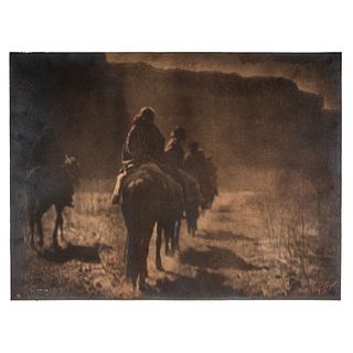 Edward S. Curtis Platinum Photograph, The Vanishing Race, With Red Signature