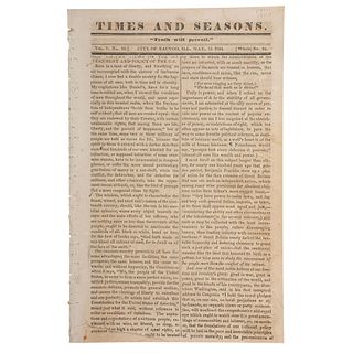 Mormon Founder Joseph Smith's Arrest Reported in Times and Season, May 1844