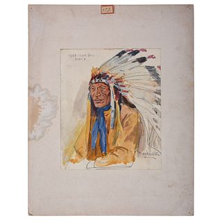Irving R. Bacon, Watercolor of Sioux Chief Iron Tail