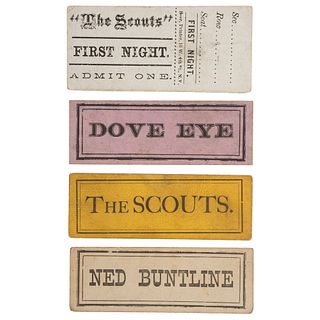 Scouts of the Plains "First Night" Ticket and Souvenirs from Ned Buntline's Play Starring Buffalo Bill, Wild Bill, and Texas Jack