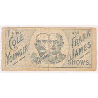 "The Great Cole Younger and Frank James Historical Wild West" Ticket