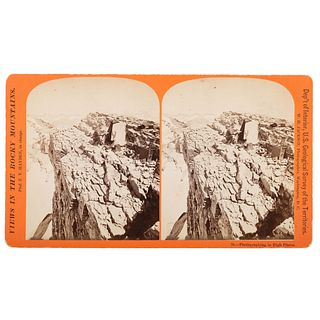 W.H. Jackson Stereoview, Photographing in High Places