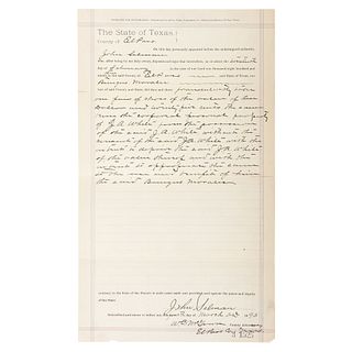 John Wesley Hardin's Killer, John Selman, Signed Affidavit, March 1893