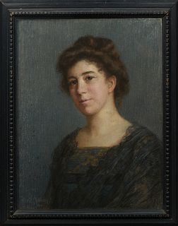 Alice B. Chittenden (1859-1944, California), "Portrait of a Lady with Brown Hair," 1914, oil on canvas, signed and dated lower left, presented in an e