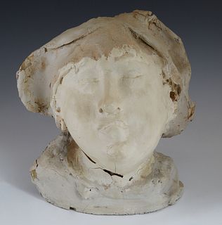 Jose Maria Cundin (1938, Louisiana), "White Mask," 20th c., fiberglass sculpture, insigned, H.- 10 in., W.- 9 1/2 in., D.- 6 in.