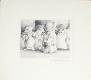 Jose Maria Cundin (1938-, New Orleans), "Untitled," 1984, graphite, signed and dated lower right, matted, unframed, H.- 15 in., W.- 17 3/4 in.