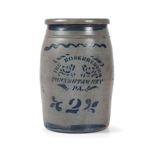 A Rare Punxsutawney, Pennsylvania Two Gallon Stoneware Merchant's Jar
