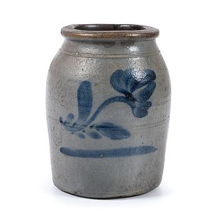 A One Gallon Cobalt Decorated Stoneware Crock