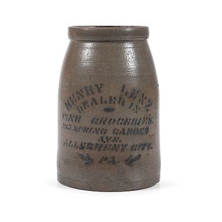 A Scarce Pennsylvania Merchant's Stoneware Canning Jar