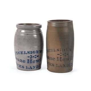 Two Excelsior Works Stoneware Merchant's Jars