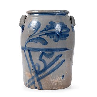 A Five Gallon Cobalt-Decorated Pennsylvania Stoneware Crock