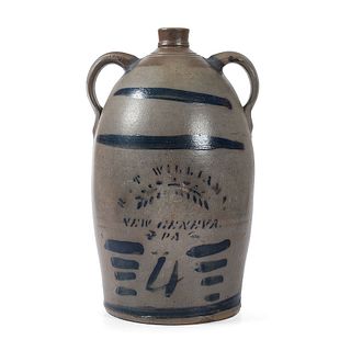 A Pennsylvania Four Gallon Two Handled Stoneware Jug