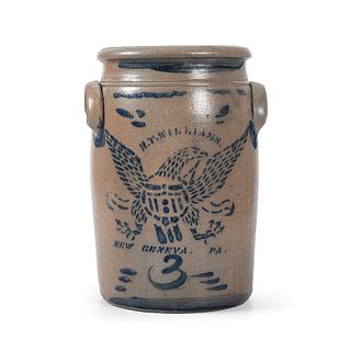 A Scarce Pennsylvania Three Gallon Jar with Cobalt Stenciled Eagle