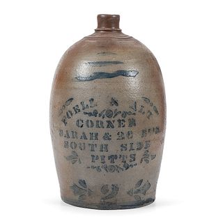 A Scarce Two Gallon Pennsylvania Stoneware Merchant's Jug