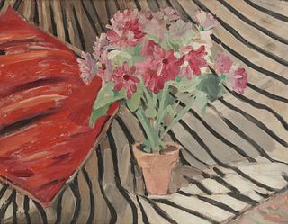 JACQUELINE MARVAL, (French, 1866-1932), Harmonie de fleurs et tissu zebre