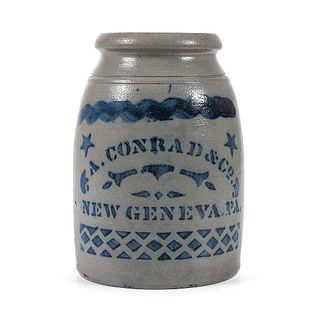 A Fine Cobalt-Stenciled Pennsylvania Stoneware Canning Jar