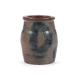 A Miniature Stoneware Jar with Brushed Cobalt Decoration