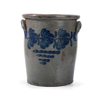 A Pennsylvania Five Gallon Stoneware Crock with Cobalt Decoration