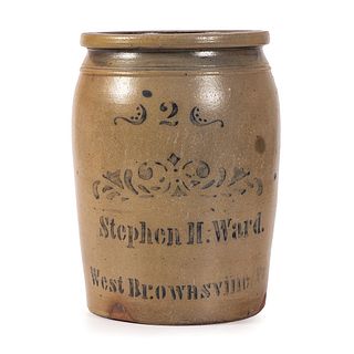 A Scarce Pennsylvania Stoneware Two Gallon Jar